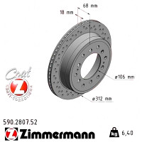 590.2807.52 Zimmermann Sport Z Спортивный задний тормозной диск с перфорацией 312x18 на TOYOTA LAND CRUISER PRADO (_J12_) с двигателем 3.0 D-4D (KDJ120, KDJ125)