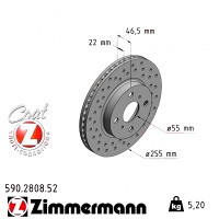 Спортивный передний тормозной диск с перфорацией 255x22 590280852 Otto Zimmermann Sport Z