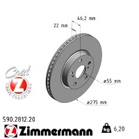 590.2812.20 Zimmermann Передний тормозной диск 275x22 на SUBARU TREZIA с двигателем 1.4 D