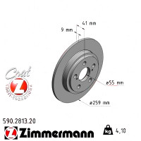 590.2813.20 Zimmermann Задний тормозной диск 259x9 на TOYOTA URBAN CRUISER (_P1_) с двигателем 1.33 (NSP110_)