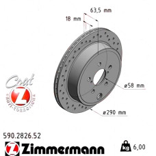 Спортивный задний тормозной диск с перфорацией 290x18,0 590282652 Otto Zimmermann Sport Z