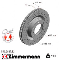 590.2827.52 Zimmermann Sport Z Спортивный передний тормозной диск с перфорацией 338x32 на TOYOTA LAND CRUISER PRADO (_J15_) с двигателем 2.8 D-4D (GDJ150_, GDJ155_, GDJ150)