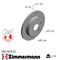 590.2829.52 Zimmermann Sport Z Спортивный задний тормозной диск с перфорацией 281x12,0 на TOYOTA C-HR (_X1_) с двигателем 1.2 4WD (NGX50_)