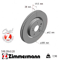 590.2840.20 Zimmermann Передний тормозной диск 305x28 на TOYOTA RAV 4 V (_A5_, _H5_) с двигателем 2.0 AWD (MXAA54)