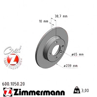 Передній гальмівний диск 239x10 600105020 Otto Zimmermann CoatZ