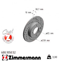 600.1050.52 Zimmermann Sport Z Спортивный передний тормозной диск с перфорацией 239x10 на VW POLO Kasten (86CF) с двигателем 1.0
