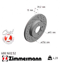 600.1602.52 Zimmermann Sport Z Спортивный передний тормозной диск с перфорацией 256x13 на VW GOLF III (1H1) с двигателем 43678