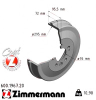Задній гальмівний барабан 600196720 Otto Zimmermann CoatZ