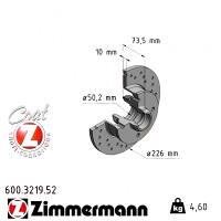 Спортивный задний тормозной диск с перфорацией 226x10 600321952 Otto Zimmermann Sport Z