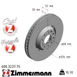 Передний левый тормозной диск 334x32 600323775 Otto Zimmermann Formula Z