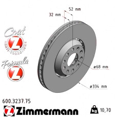 Передній лівий гальмівний диск 334x32 600323775 Otto Zimmermann Formula Z