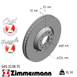 Передний правый тормозной диск 334x32 600323875 Otto Zimmermann Formula Z