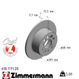 Задний тормозной диск 281x9,7 610117120 Otto Zimmermann CoatZ