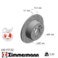 Спортивный задний тормозной диск с перфорацией 281x9,7 610117152 Otto Zimmermann Sport Z