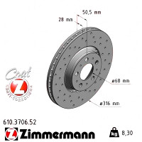 Спортивный передний тормозной диск с перфорацией 315,6x28 610370652 Otto Zimmermann Sport Z