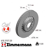 610.3707.20 Zimmermann Передний тормозной диск 336x30 на VOLVO XC90 I (275) с двигателем 2.5 T AWD