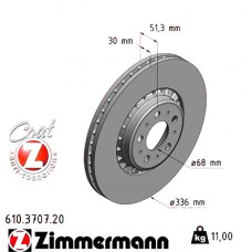 Передний тормозной диск 336x30 610370720 Otto Zimmermann CoatZ