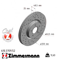 Спортивный передний тормозной диск с перфорацией 320x25 610370952 Otto Zimmermann Sport Z