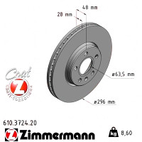 Передній гальмівний диск 296x28 610372420 Otto Zimmermann CoatZ