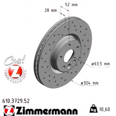 Спортивный передний тормозной диск с перфорацией 324x28 610372952 Otto Zimmermann Sport Z
