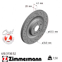 Спортивный задний тормозной диск с перфорацией 340x20 610373052 Otto Zimmermann Sport Z