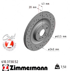 Спортивный задний тормозной диск с перфорацией 340x20 610373052 Otto Zimmermann Sport Z