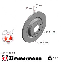 610.3734.20 Zimmermann Задний тормозной диск 280x12 на VOLVO XC40 (536) с двигателем T5 AWD