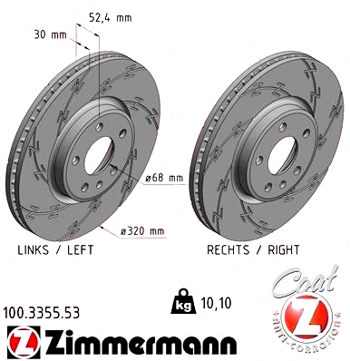 100335553 Zimmermann Black Z Спортивный передний тормозной диск с
