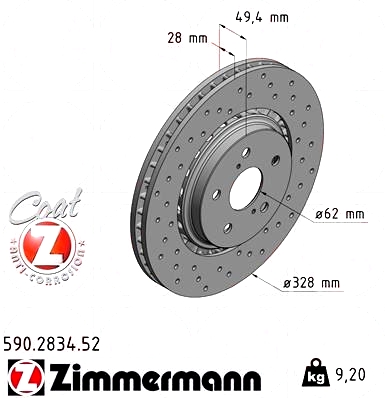 590.2834.52 Zimmermann Sport Z Спортивный передний тормозной диск