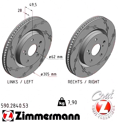 590.2840.53 Zimmermann Black Z Спортивный передний тормозной диск